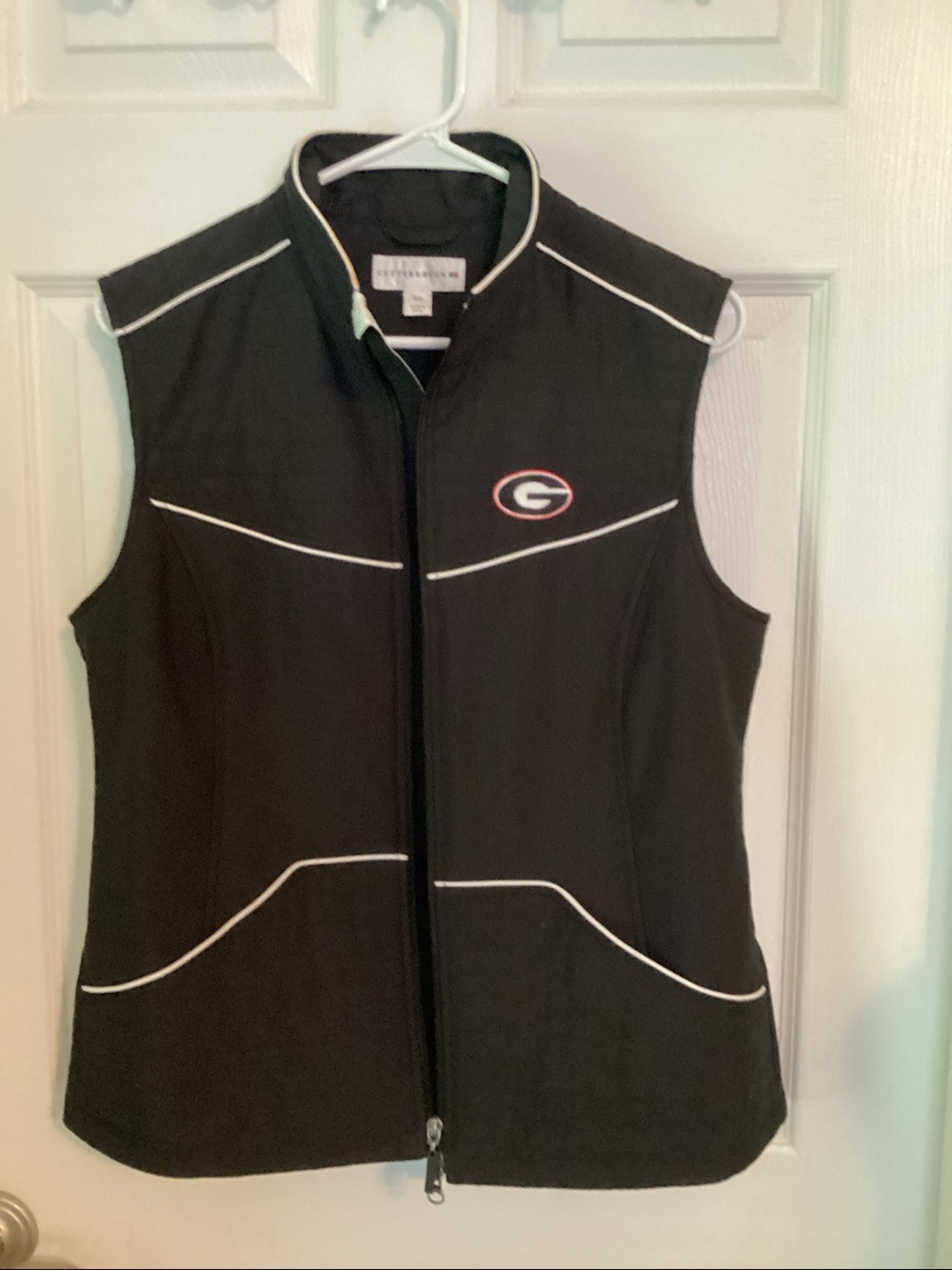 Cutter & Buck Black Sleeveless Vest with White Piping and Team Emblem